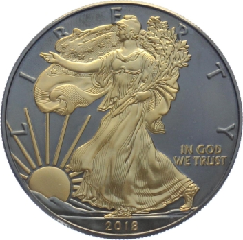 USA 1 Dollar 2018 Silver Eagle - 1 Unze Feinsilber - Schwarz Ruthenium Veredelung